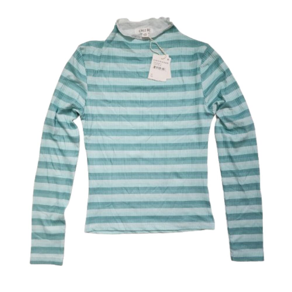 Cali Be Top Size Large Striped Long Sleeve Shirt Y2K